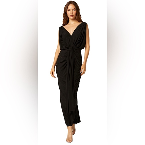 MISA Los Angeles NWT Xenia Draped Jersey Maxi Dress in Black - Picture 1 of 13